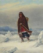 Cornelius Krieghoff Indian Woman in a Winter Landscape Spain oil painting artist